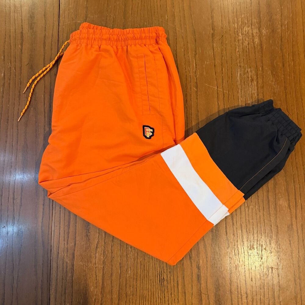 Born Fly Track Pants Mens 4XL Orange Black Reflective Joggers A Streetwear